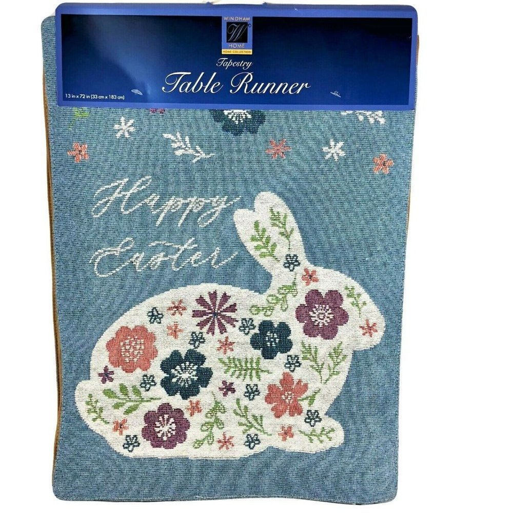 Easter Table Runner Decorative Floral Bunny Rabbit